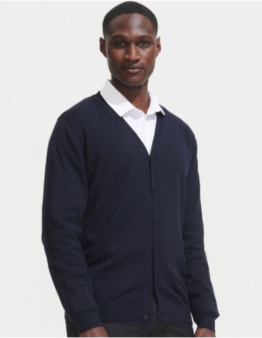 SOL-90011-Mens Golden V-Neck Knitted Cardigan